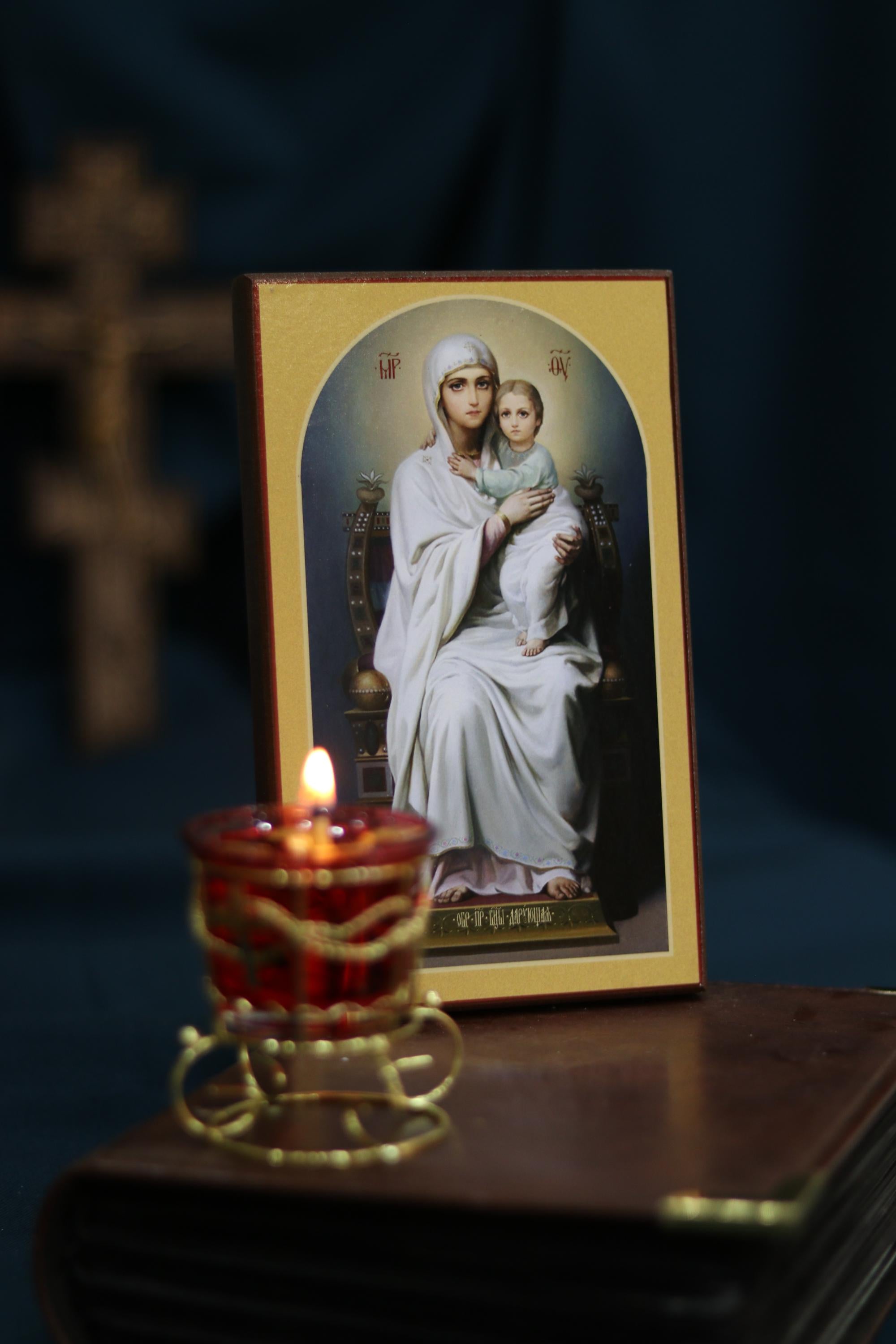 Bestowing Mother of God Icon Orthodox Wooden Icon Christian Icon Wall Art