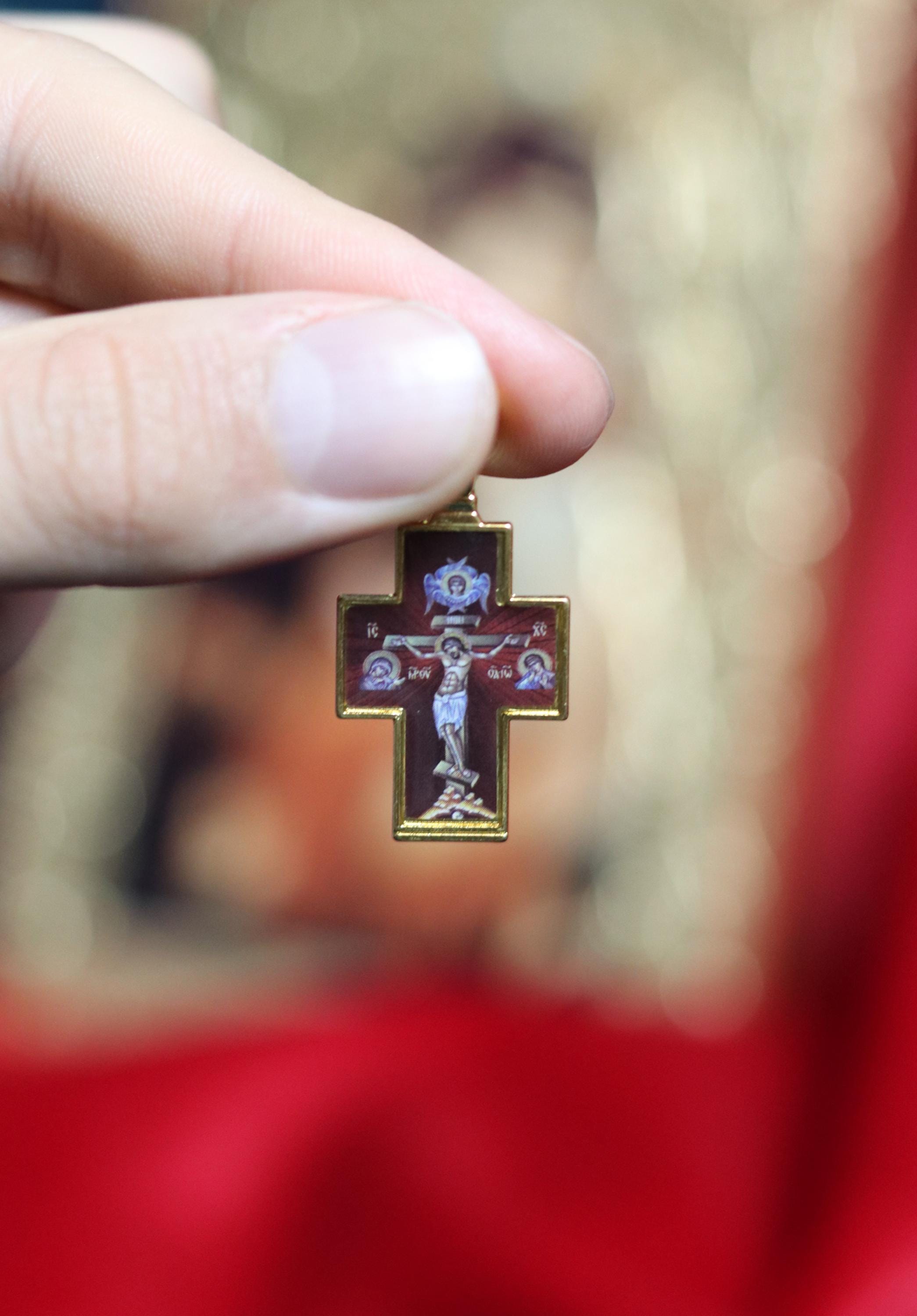 Orthodox Cross Pendant 0.7x1 in | Gold Jesus Crucifix Icon Necklace Gift, Crucifix necklace, Christian jewelry, Jesus pendant,Jesus on cross