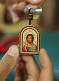 Double-sided Wooden Icon 1.2x1.8 in, Jesus Christ & Virgin Mary, Car Pendant, Orthodox Icon, Religious Gift, Holy Car Charm, Faith Decor