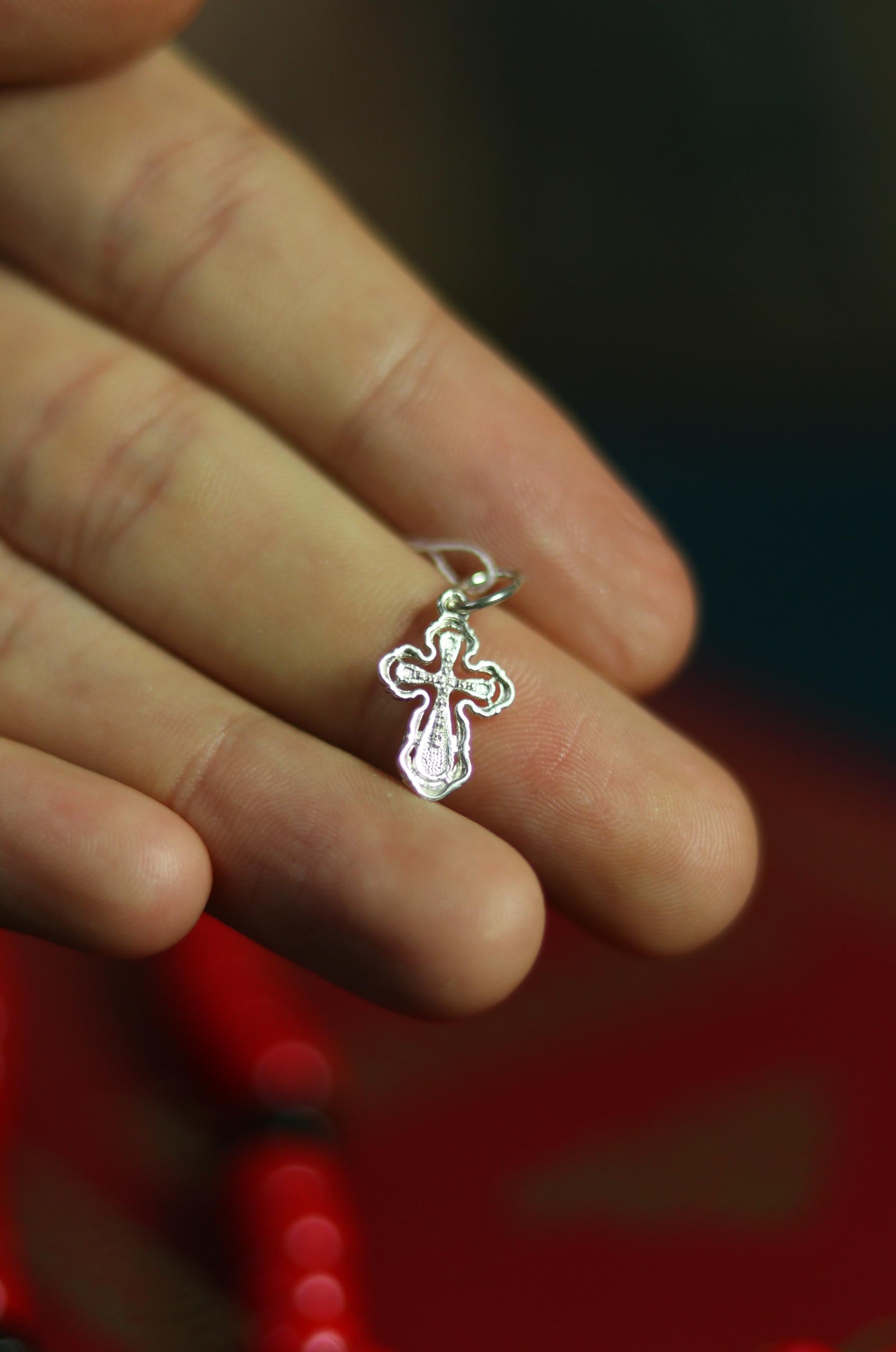 Sterling Silver Orthodox Cross Pendant | 0.63 in Tall | 0.68g | 925 Christian Crucifix Charm for Baptism & Daily Wear