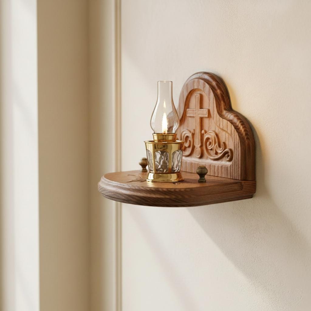 Wooden Icon Stand Ash Wood 6.7x5.9in, Orthodox Icon Holder, Hand Carved Icon Stand