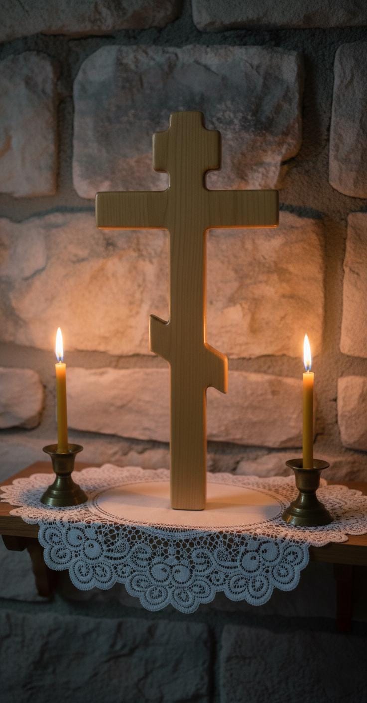 Orthodox Wooden Crucifix, Handcrafted Natural Wood Cross