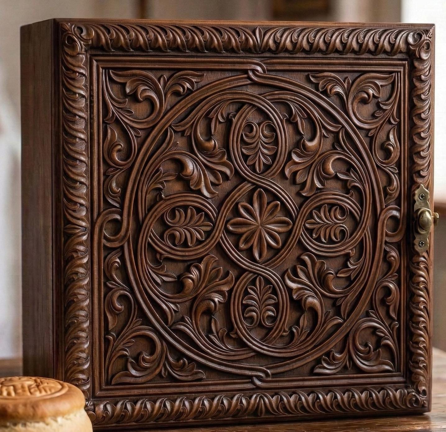 Wooden Prosphora Box 13.8x13.8x11.8 Inches, Orthodox Prosphora Keeper, Church Bread Box, Holy Bread Storage, Antidoron Box, Artos Box