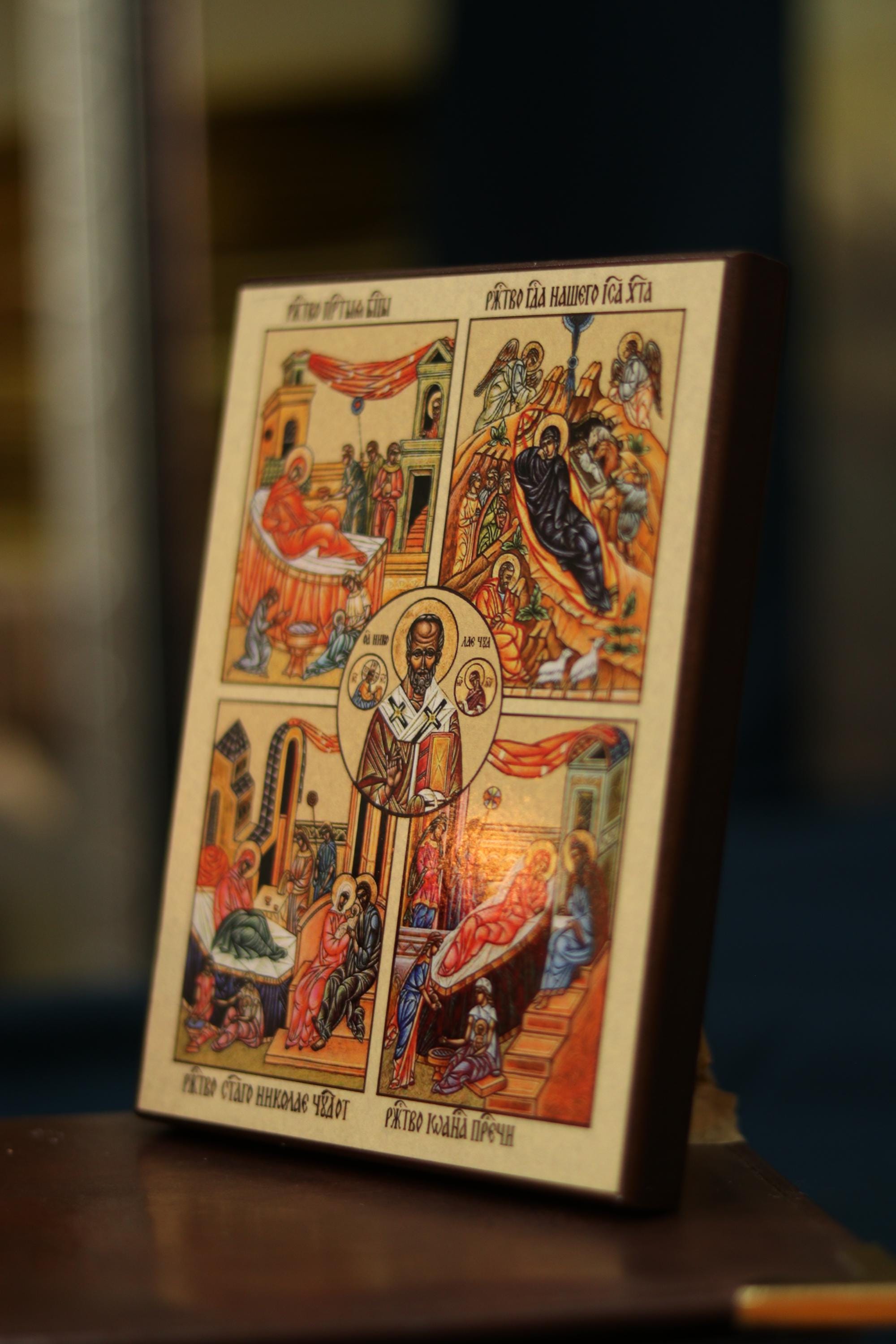 Saint Nicholas Icon Four Feasts Wooden Icon Orthodox Icon
