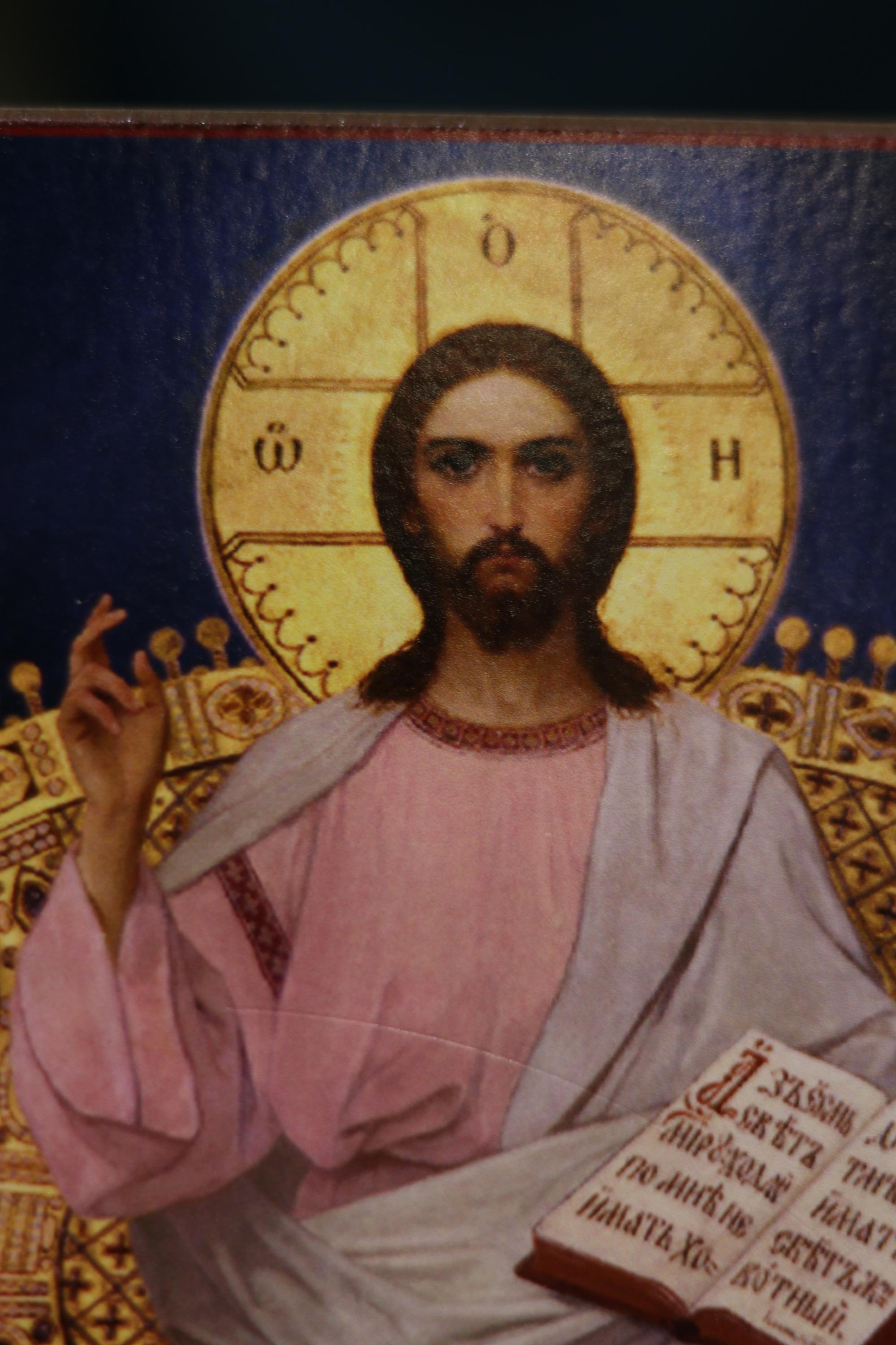 Christ Pantocrator Enthroned Icon Wooden Orthodox 7.9x6.1in