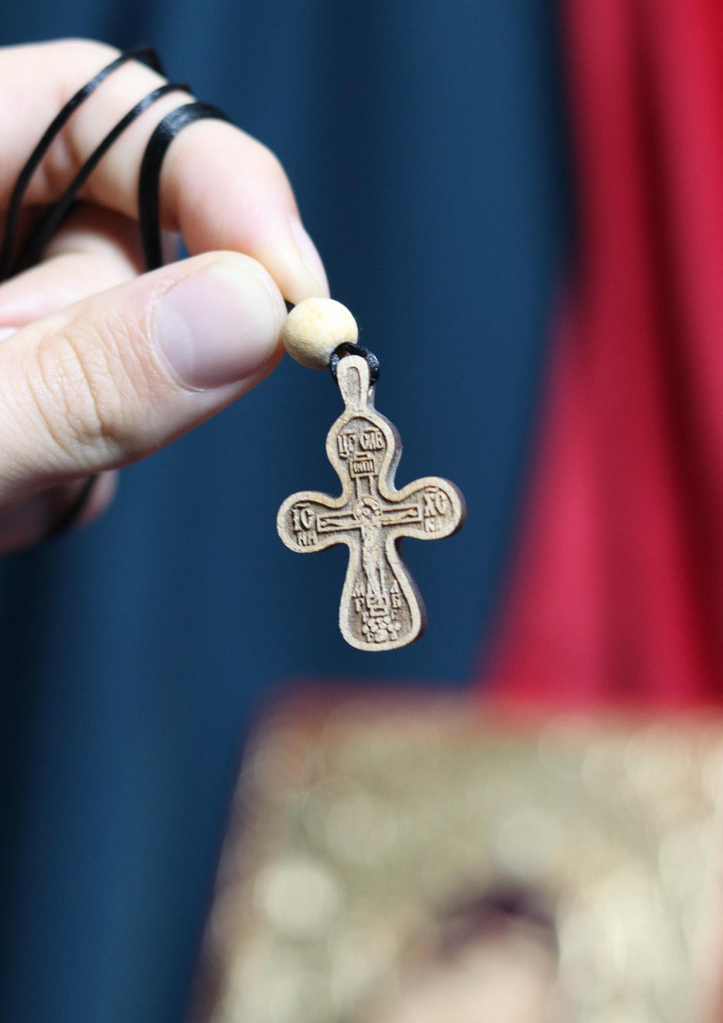 Orthodox Wooden Cross Pendant – Compressed Wood, Jesus Crucifix, Blessed in Church, Orthodox cross, Orthodox icon