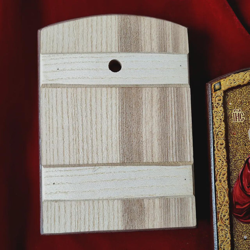 Wood Icons Pair 7.8x6.1 in, Ash Veneer, Orthodox Icons, Wedding Icons, Christian Decor.