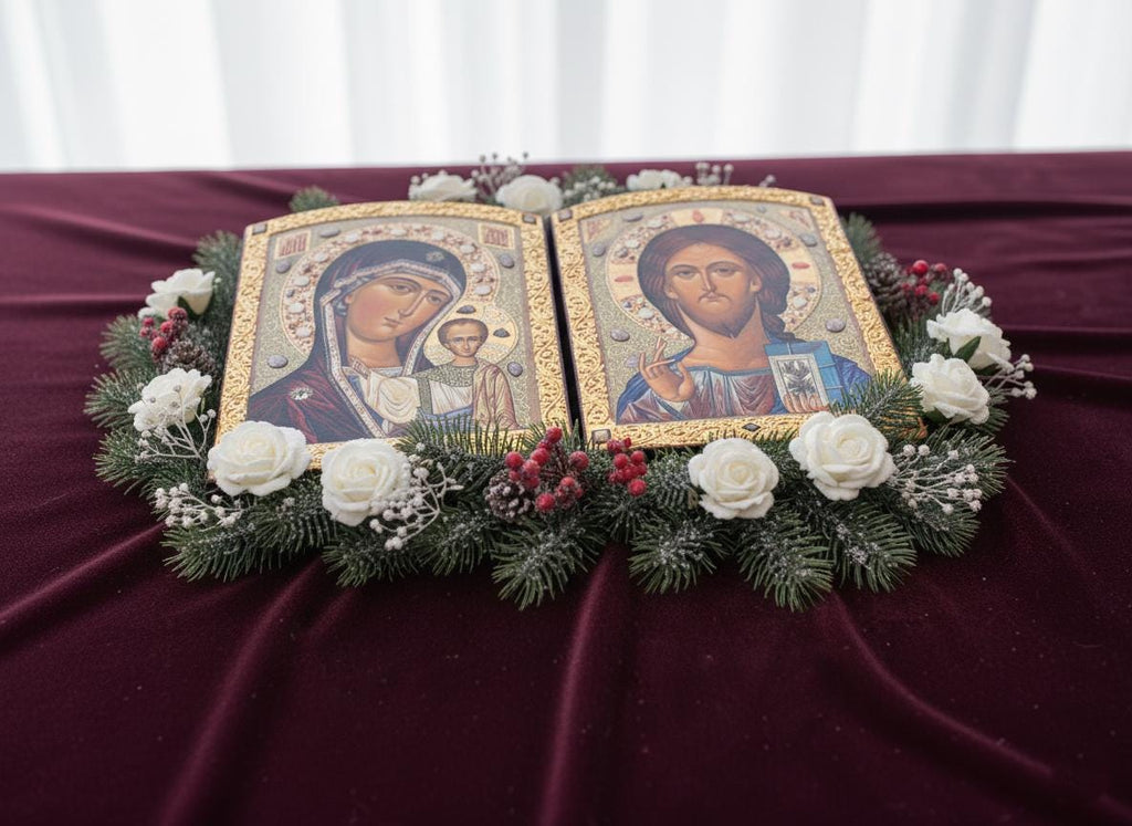 Orthodox Wedding Icon Set (different sizes): Mother of God & Christ Icons.