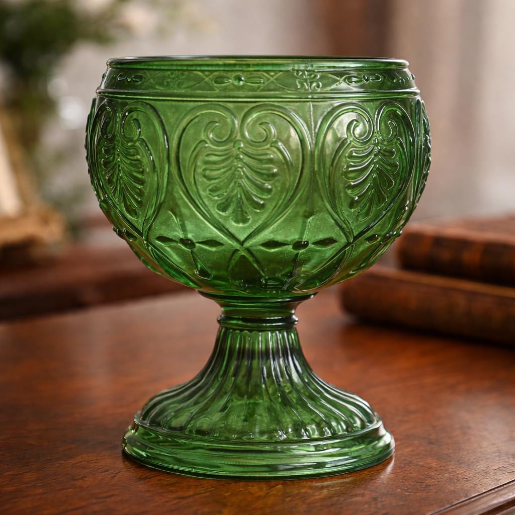 Orthodox Green Glass Oil Lamp 2.56 in, Prayer Candle Holder