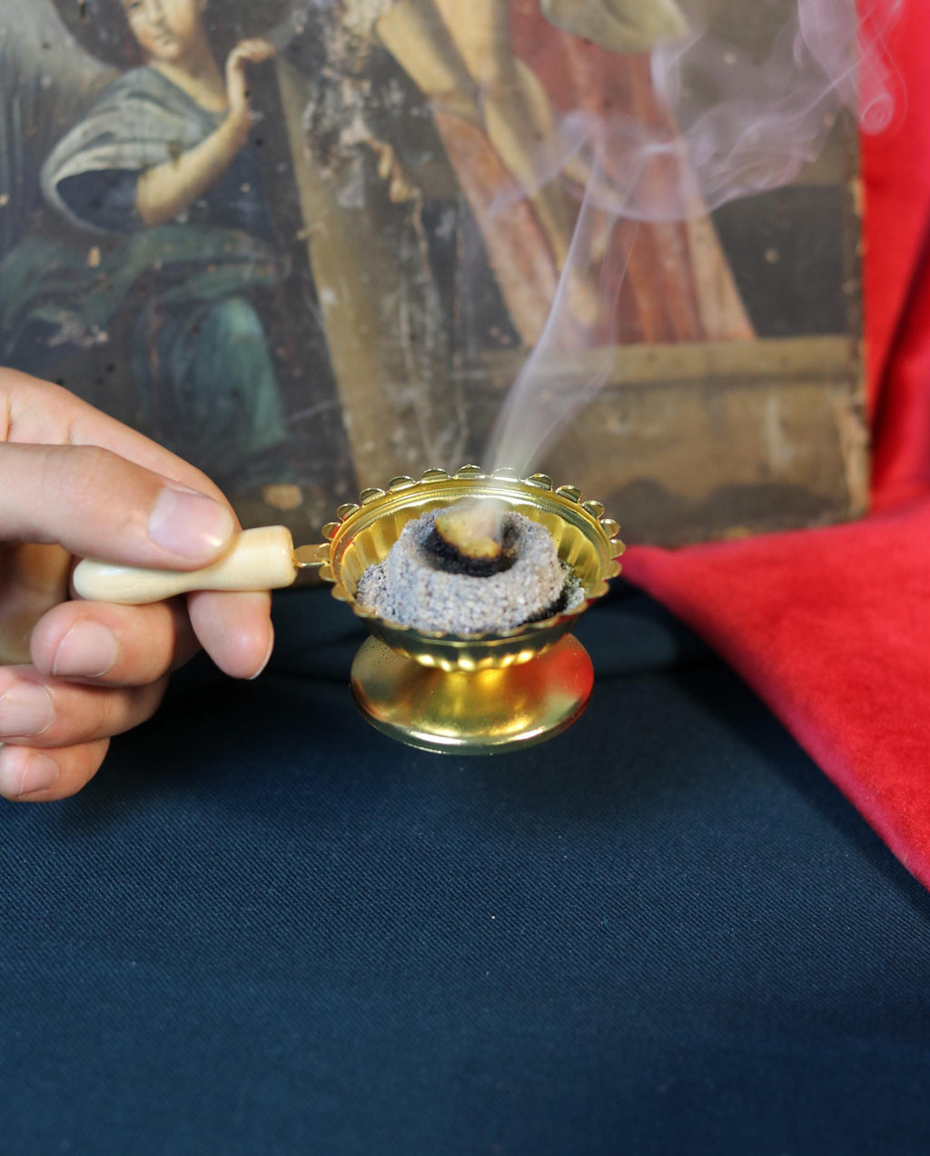 Orthodox Prayer Set – Metal Censer, 60g Monastery Incense, Charcoal Tablets, Incense holder, Incense burner, Incense sticks, Orthodox prayer