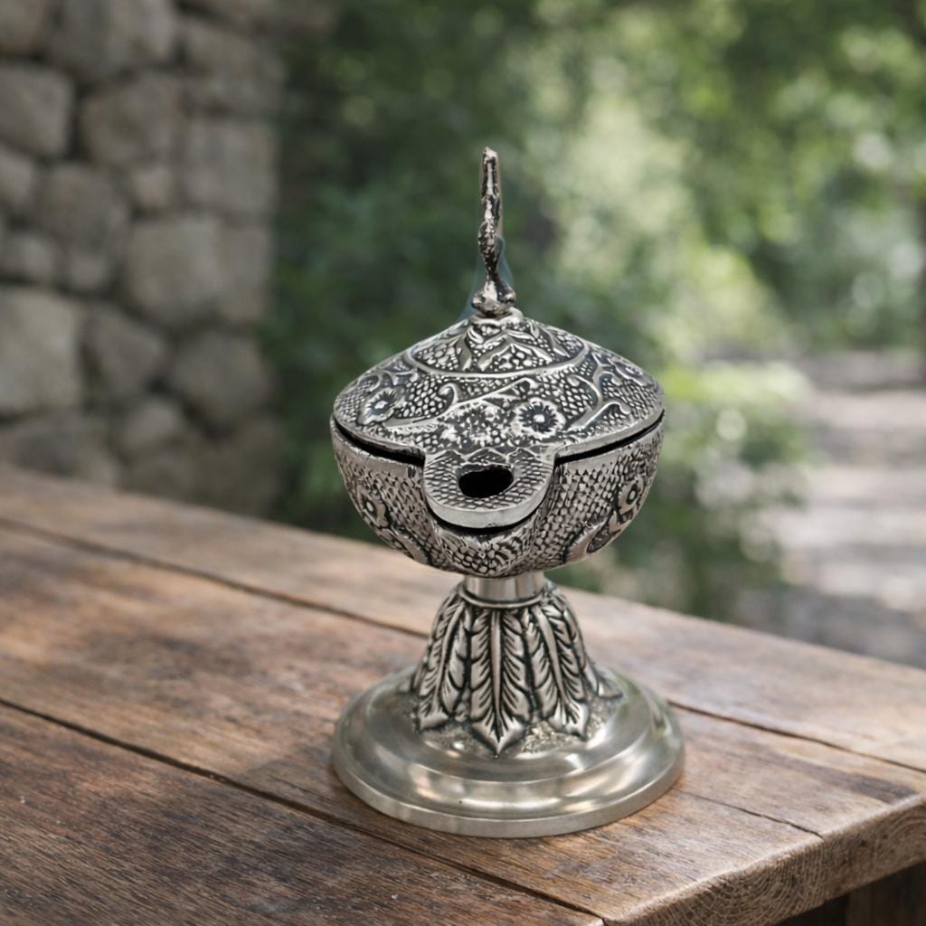 Orthodox Metal Incense Burner 6.3x5.1 in., Home Censer with Handle, Church Decor