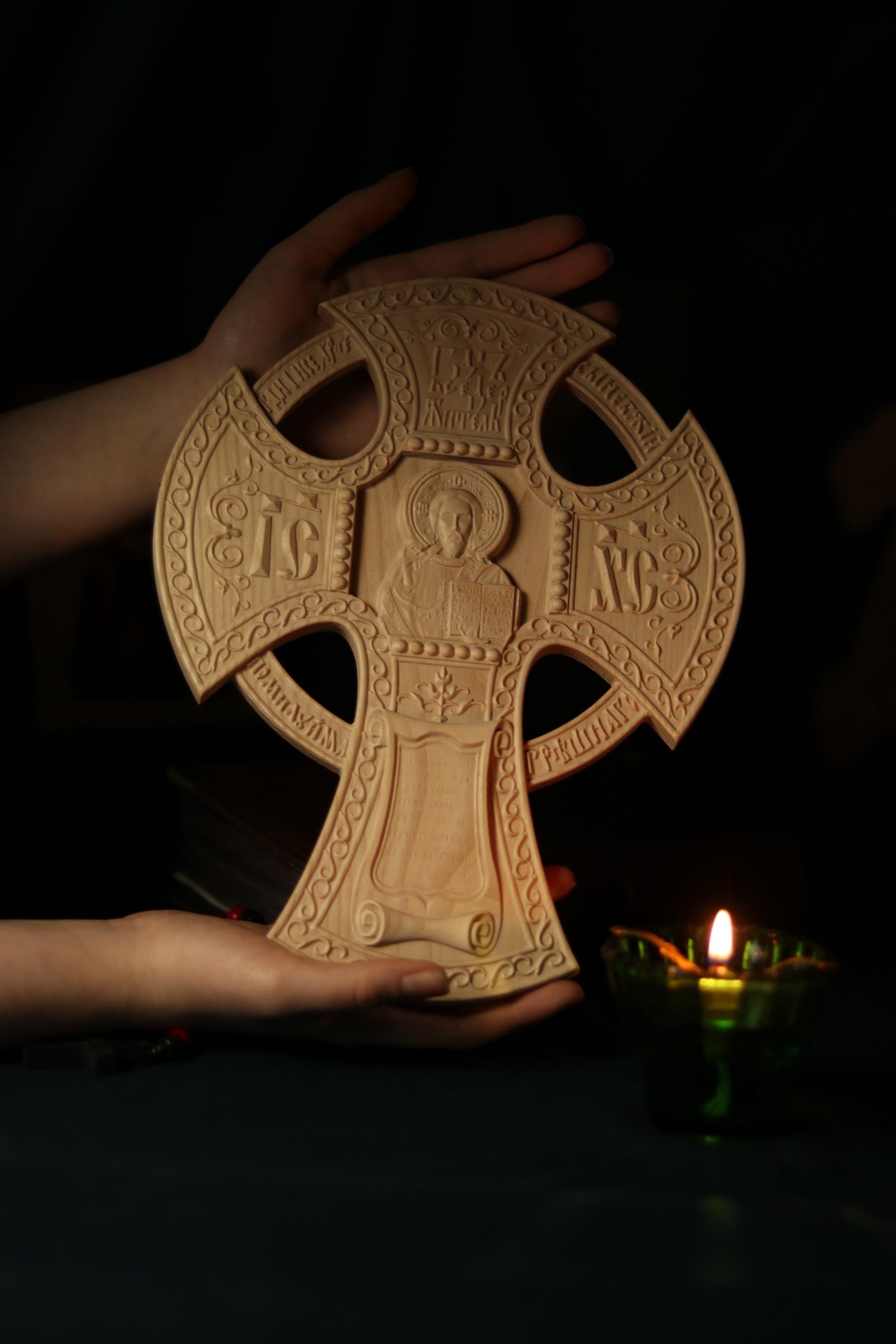 Wooden Beech Cross 12 Inch, Church Cross, Cross of Lord Jesus Christ, Christian Cross, Orthodox Cross