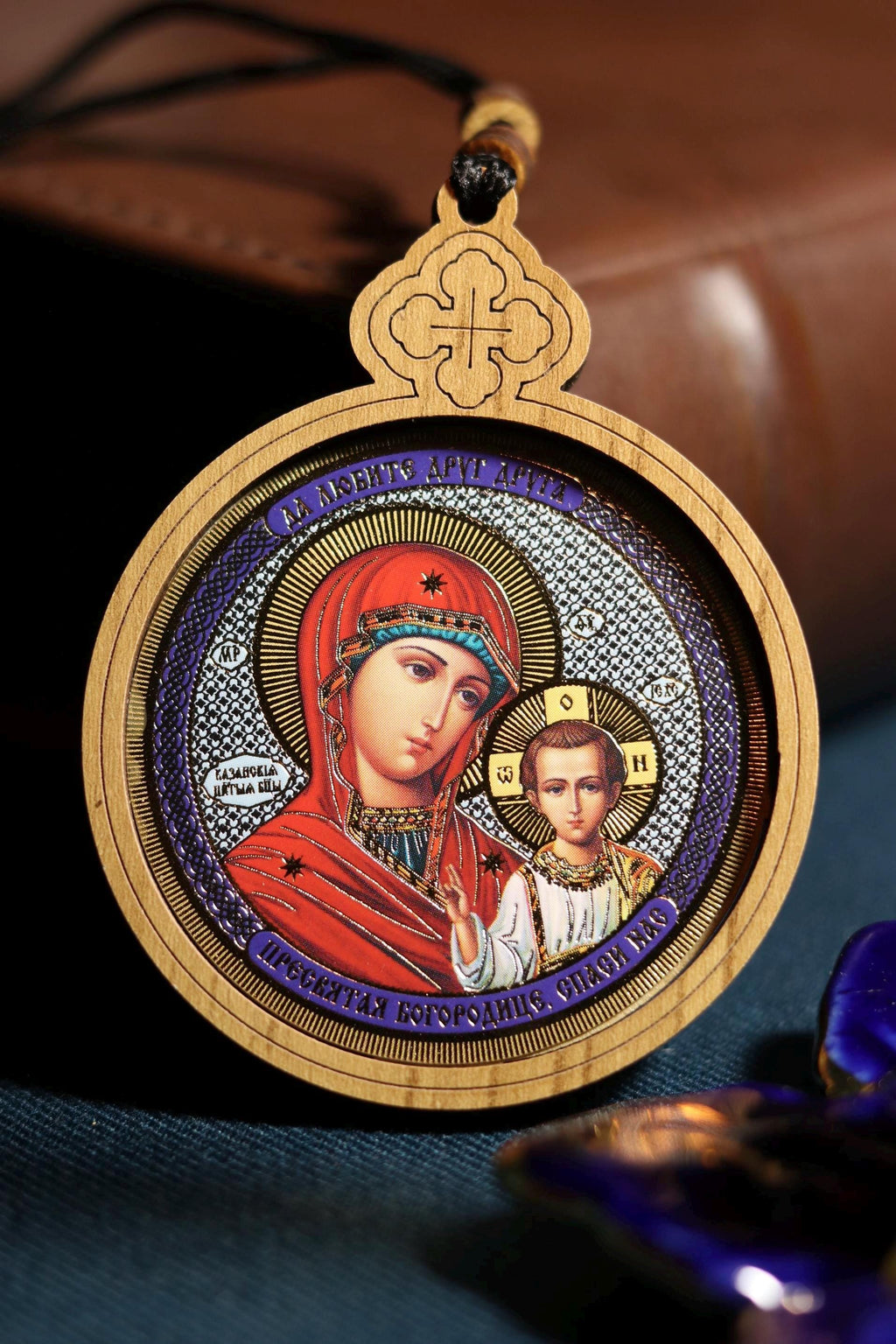 Pendant cross with icon in car | Wooden pendant in car | Cross in car | Pendant with icons | Pendant | Wooden cross | Tassel pendant | Cross