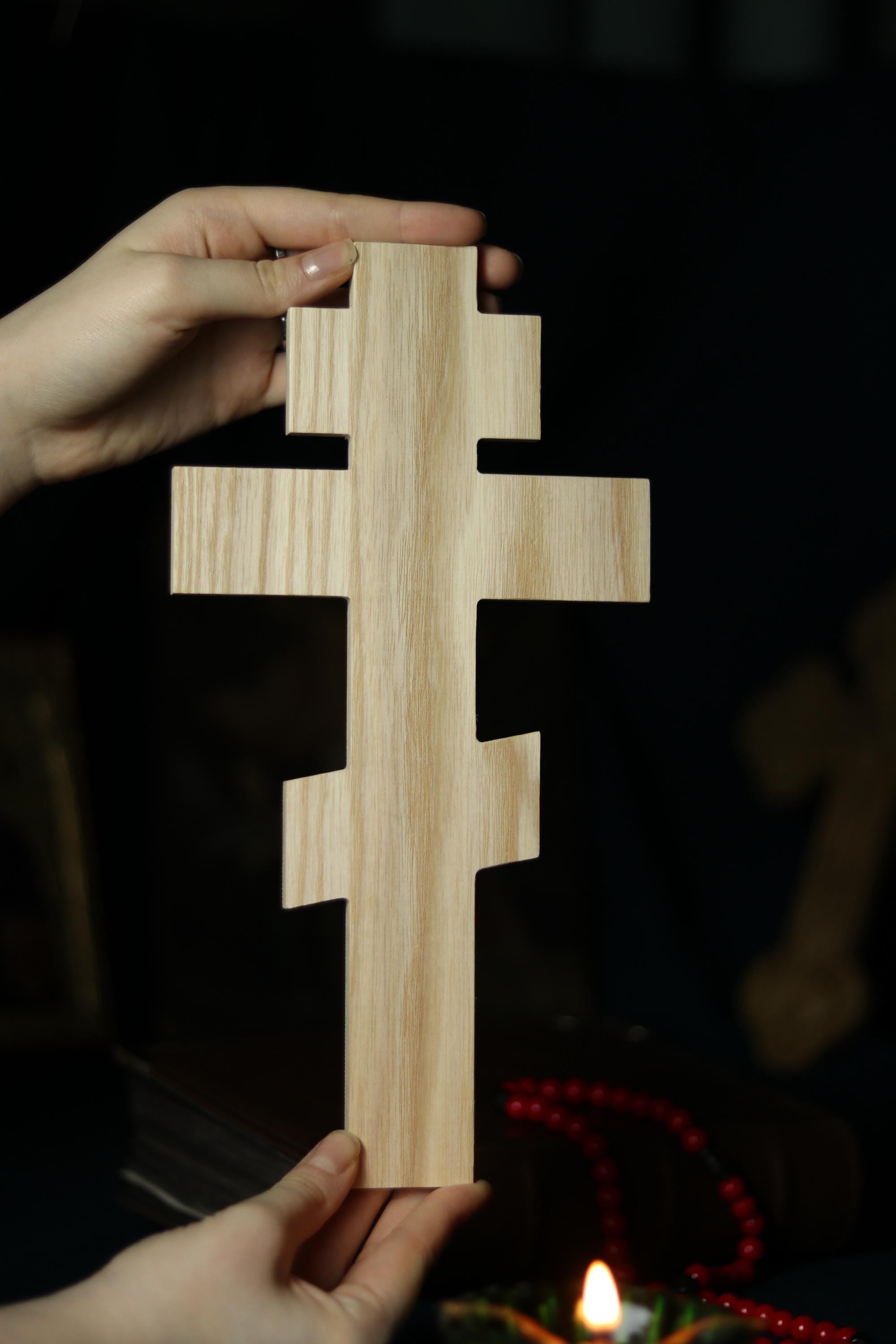 12in Beech Wood Cross, Orthodox Cross, Lord Jesus Christ