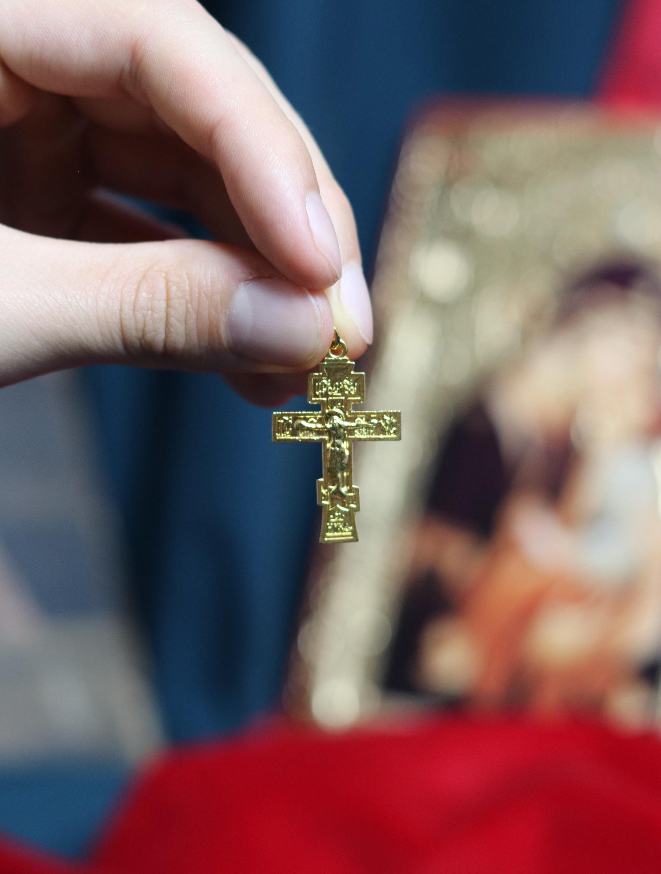 Orthodox Cross Necklace, Large Jesus cross pendant with Jesus Christ, Christian Cross Pendant, Crucifix necklace.