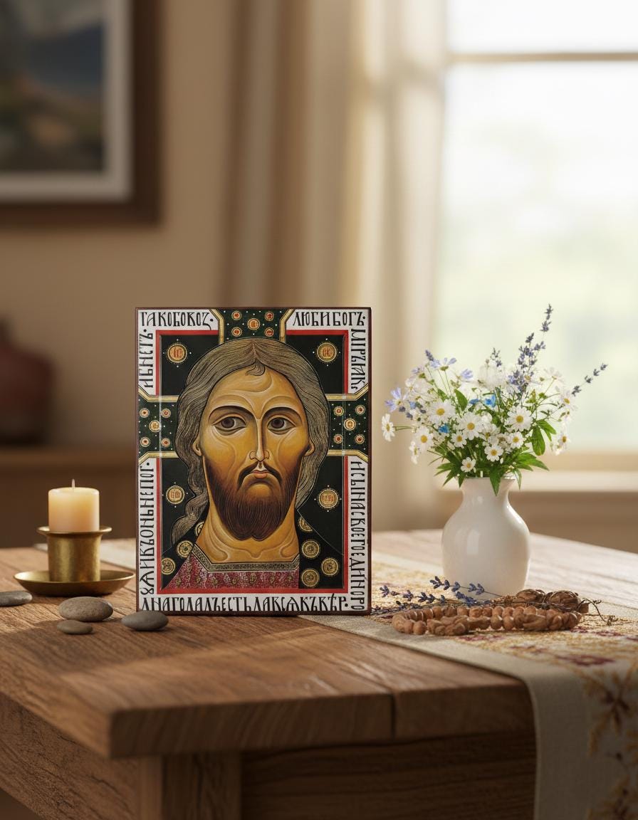 Jesus Christ Savior Icon 6.3x4.7 in, Jesus Christ Savior Icon, Golden Hair Icon, Orthodox Icon, Christian Gift, Prayer Corner, Travel Icon