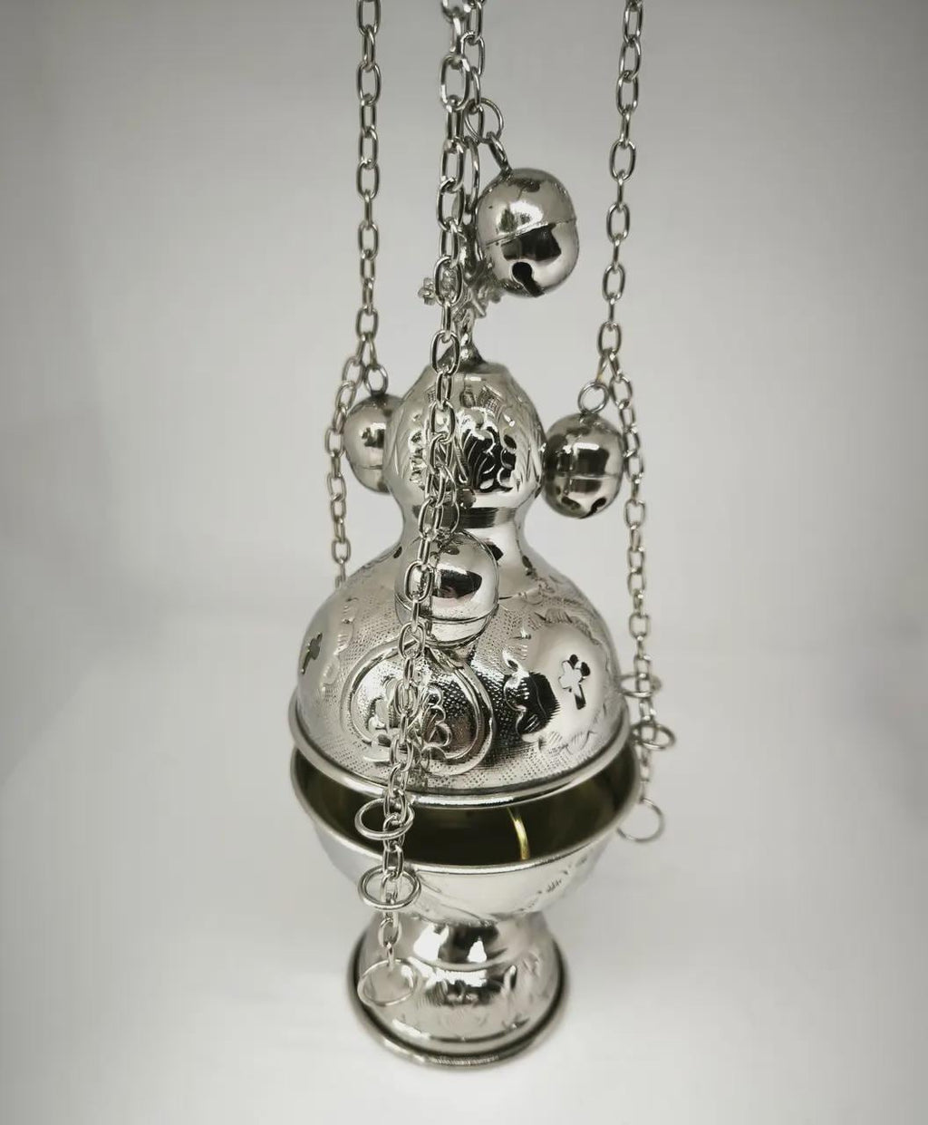 Nickel Incense Burner Thurible 7.1in Hanging Censer Church Orthodox