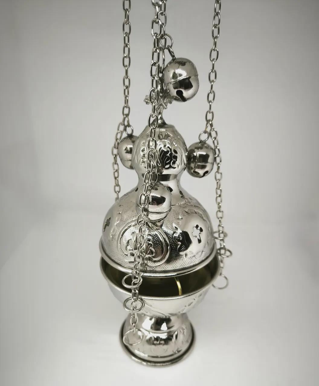 Nickel Incense Burner Thurible 7.1in Hanging Censer Church Orthodox