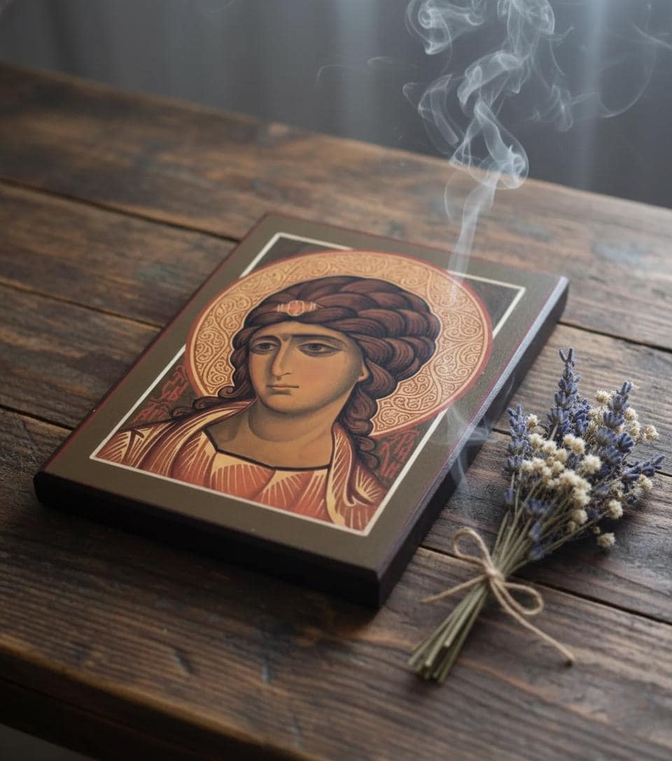 Wooden Icon 6.3×4.7 inch, Archangel Gabriel Icon, Orthodox Icon