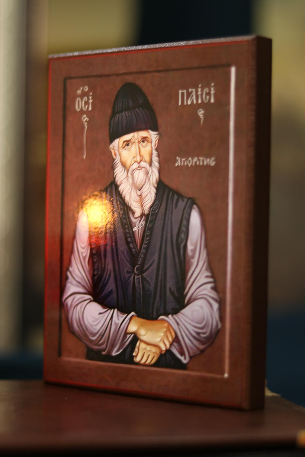 Wooden Icon Orthodox Icon, 200g, Saint Paisios Icon, Ash Veneer Icon