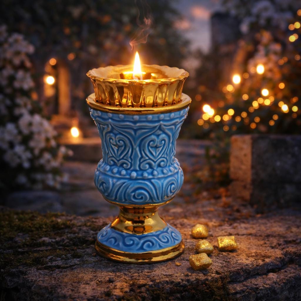 Orthodox Ceramic Oil Lamp 4.5x2.4 in, Prayer Lamp, Church Lampada