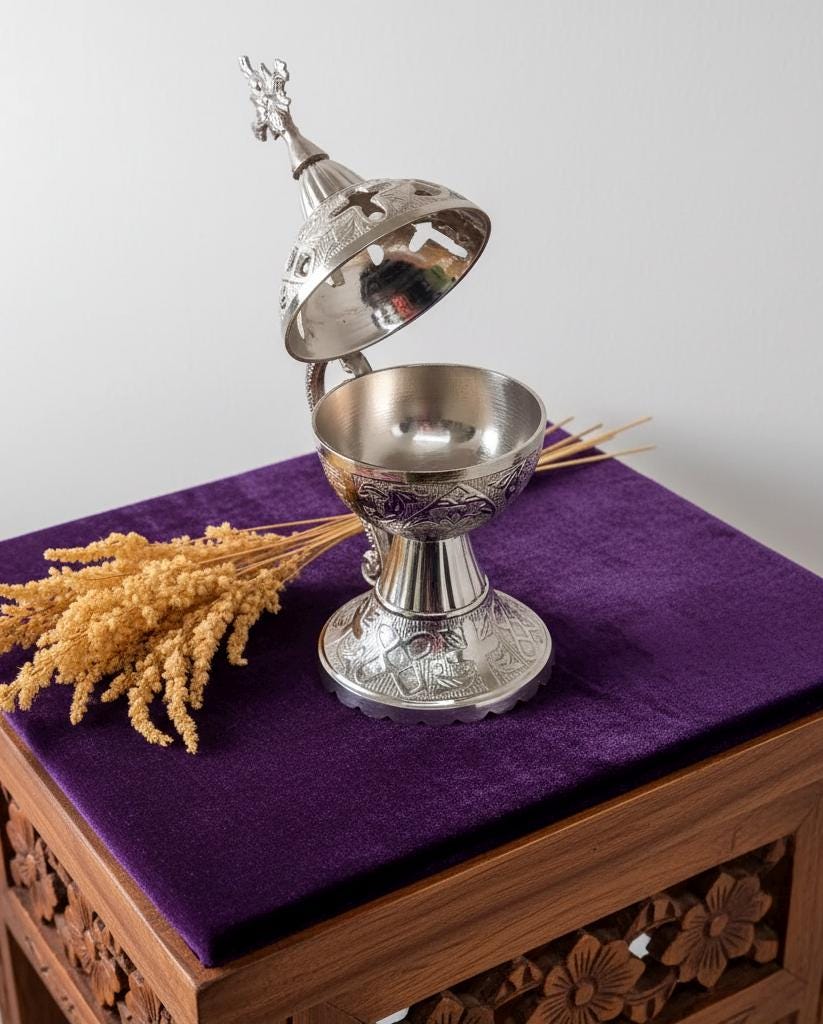 Orthodox Incense Set with Burner | 3 Types of Natural Frankincense (50g) + 6 Charcoal Tablets | Religious Gift