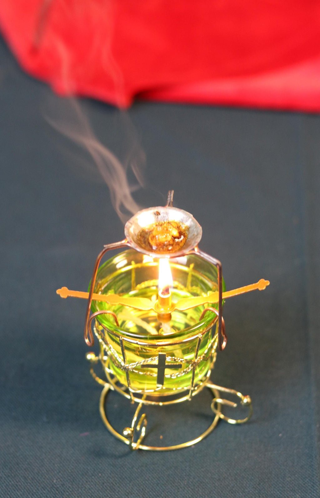Orthodox Christian Incense Kit – Hanging Lampada, Burner Attachment & 60g Greek Frankincense – Prayer Set for Home Altar Worship