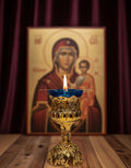 Glass Oil Lamp with Blue Globe, Vintage Oil Lamp, Orthodox Icon Lamp, Hanging Oil Candle, Eastern Orthodox Christian Prayer Lamp