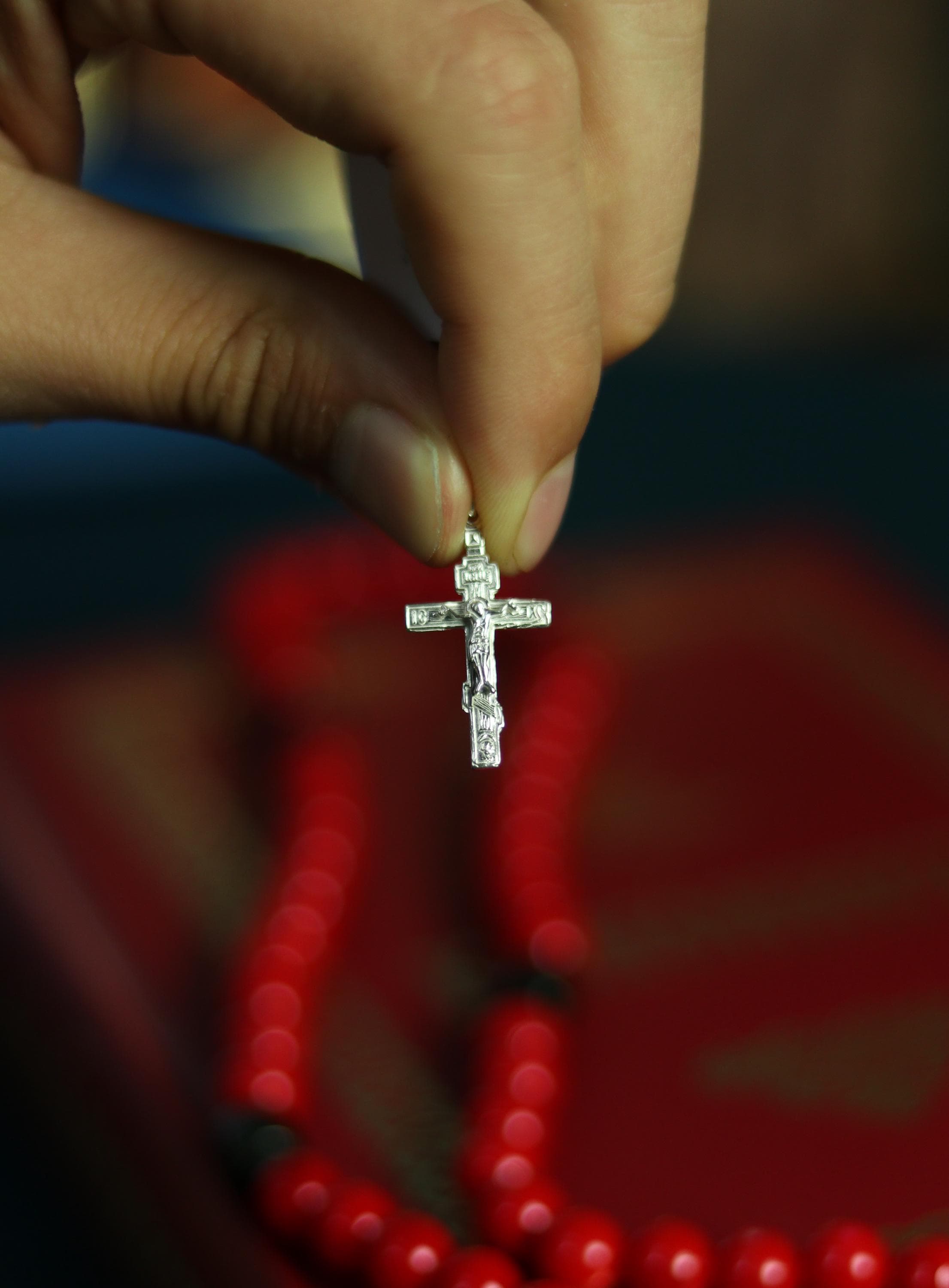 Silver Cross 0.78x0.47 in, 1.49 g, Orthodox Cross, Christian Cross, Crucifix Pendant, Religious Gift, Jesus Christ Cross
