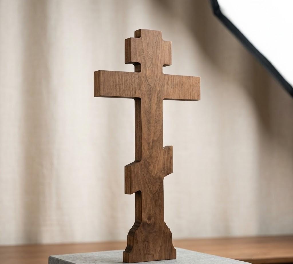 Wooden Orthodox Crucifix, 7.9-19.7in Beech Wood Wall Cross, Hand Carved Jesus