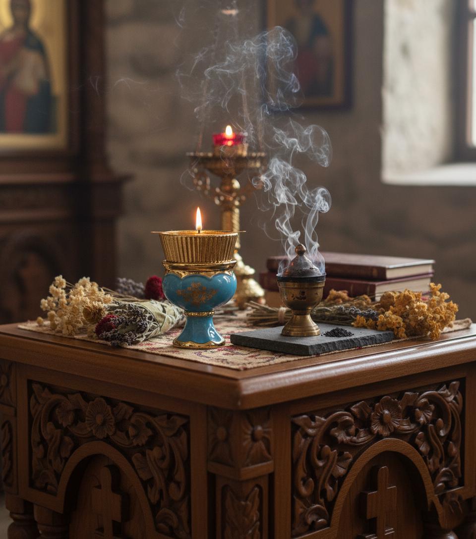 Ceramic Table Oil Lamp 4.7in, Icon Lamp, Vintage Oil Candle, Retro Oil Lamp, Glass Oil Lamp, Orthodox Lamp, Prayer Lamp, Religious Gift