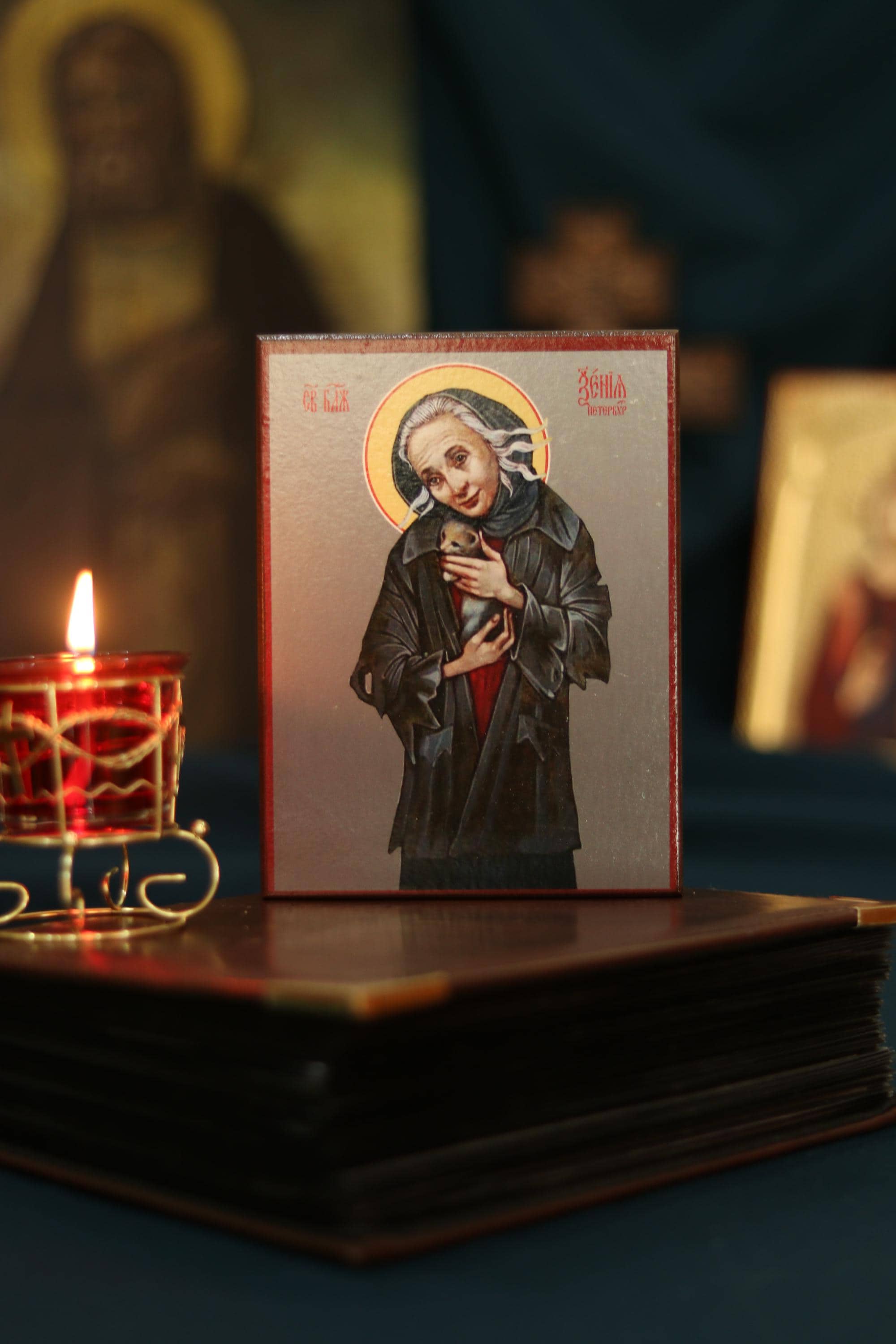 Wooden Orthodox Icon 7.9in, Saint Xenia of Petersburg Icon, Christian Icon