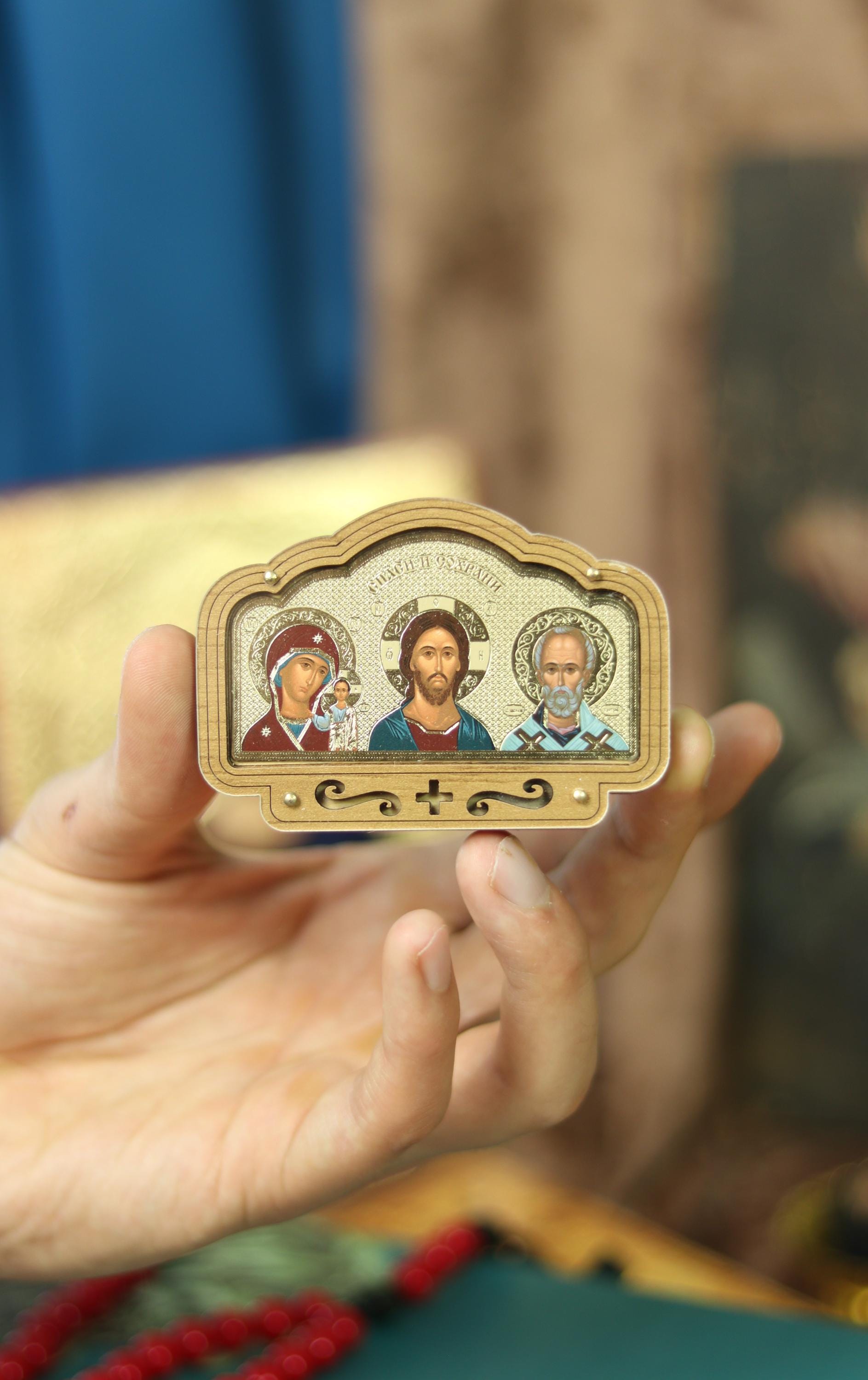 Greek Orthodox Diptych Icon, Small Pocket Diptych, Christian Travel Icon, Orthodox Church Icon, Religious Gift, Blessed Icon
