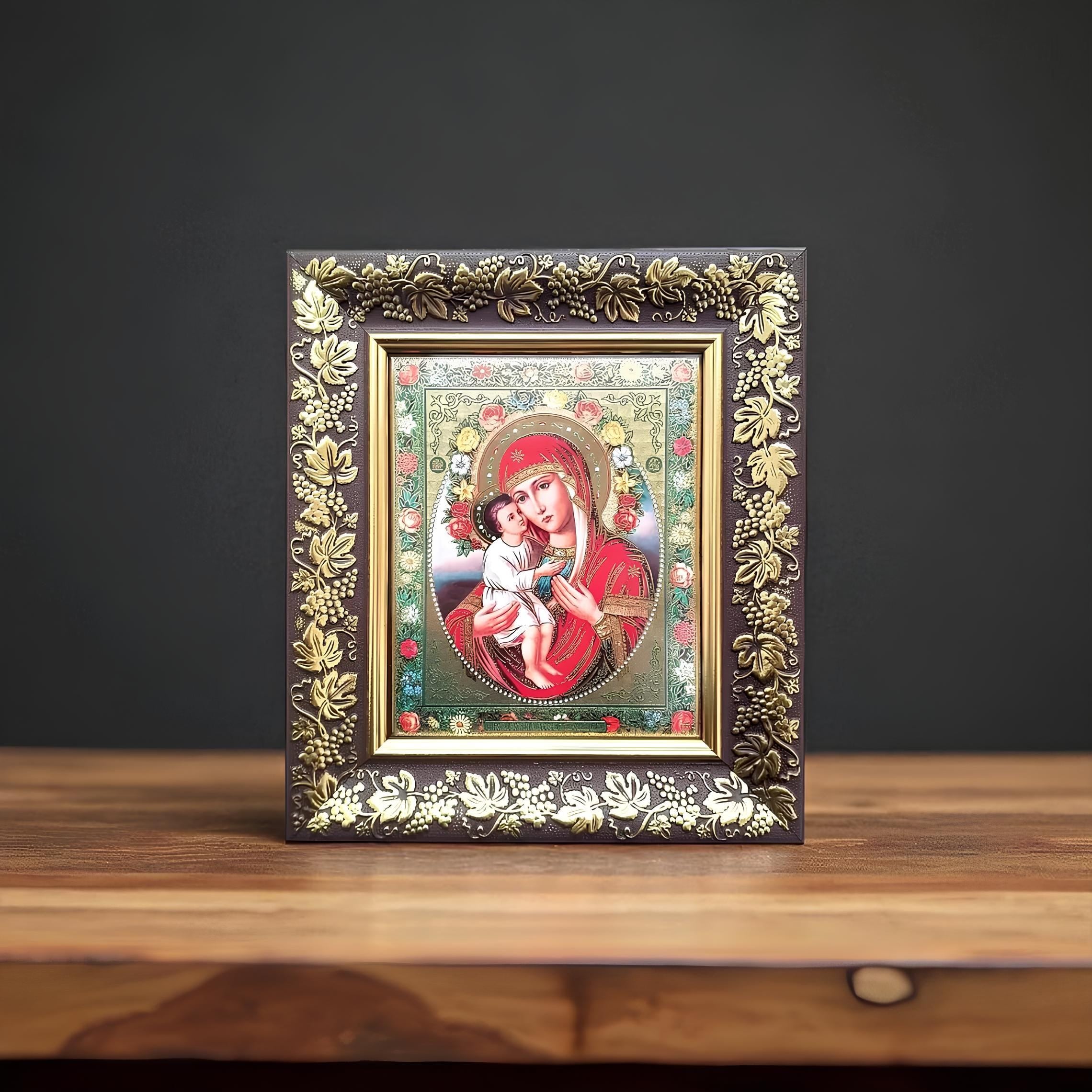Orthodox icon of the Virgin Mary, 21x24cm, Hanging icon, Home icon, Temple icon, Icon mother of god, Protection theotokos, Christian icon
