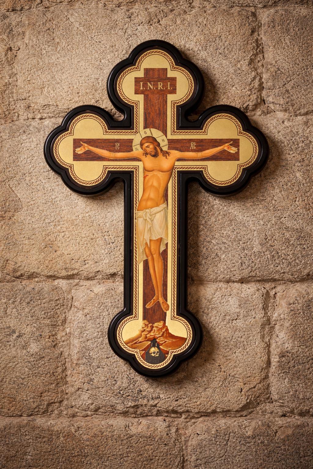 Dark Orthodox Wooden Christian Wall Cross 9.4x6.3 in