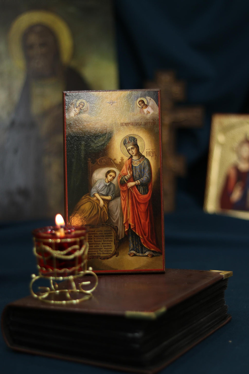 Healing Mother of God Icon Wooden Orthodox 6.3x3.3in