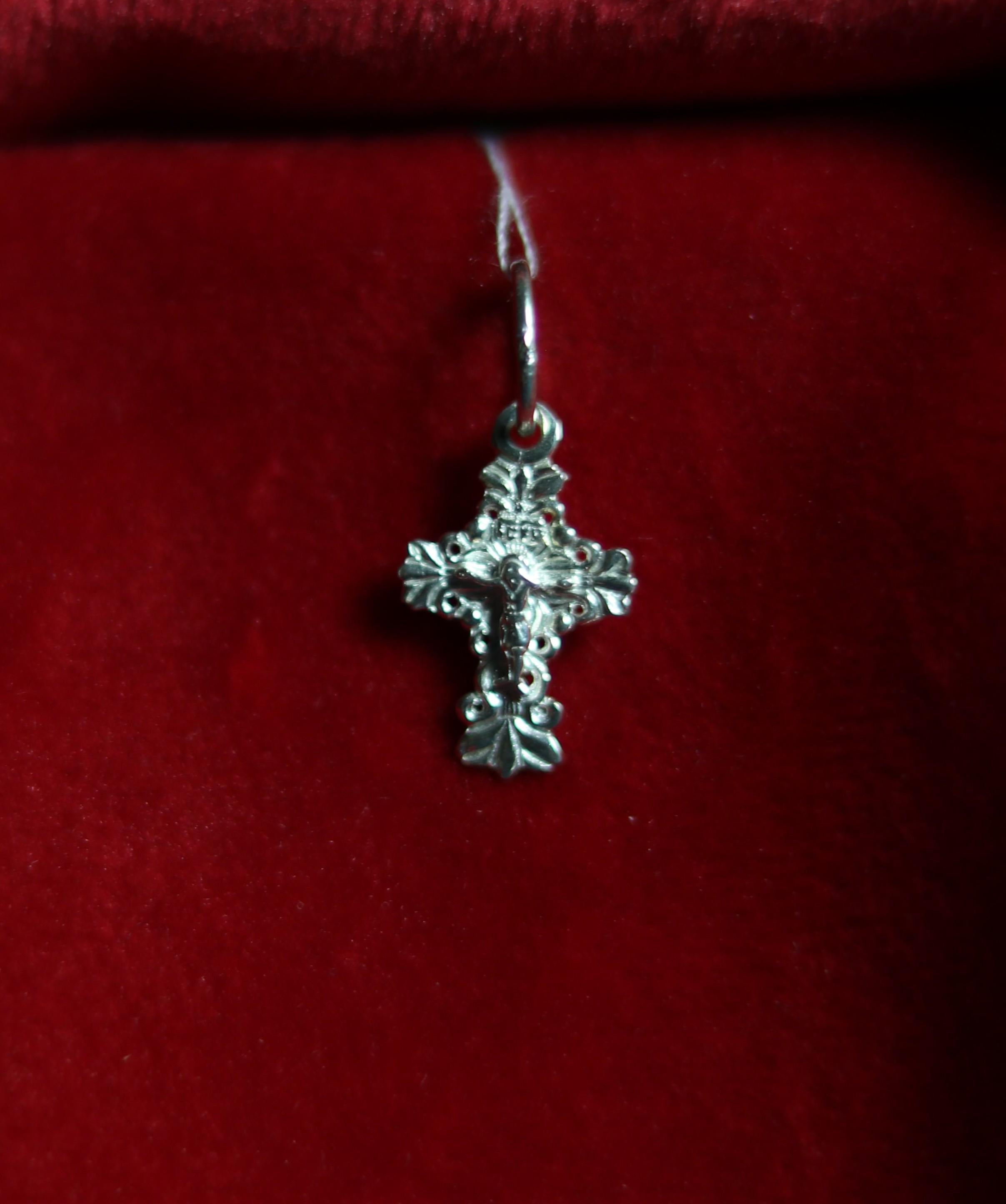 Sterling Silver Orthodox Cross Pendant 1.5cm, 0.61 g Detailed Eastern Crucifix, Christian Gift, Orthodox necklace, Orthodox pendant