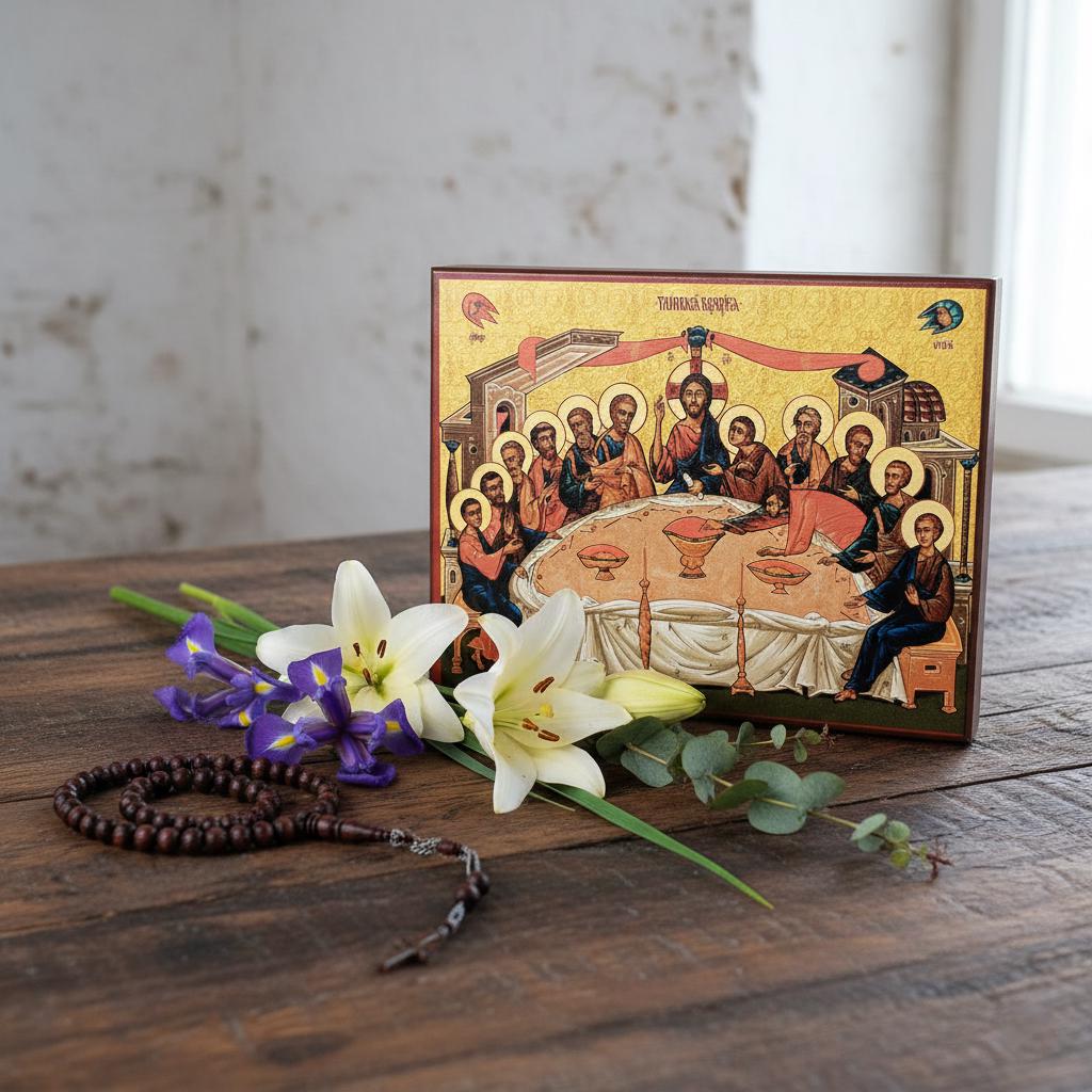 Ash Wood Icon , Secret Supper Icon, Orthodox Icon