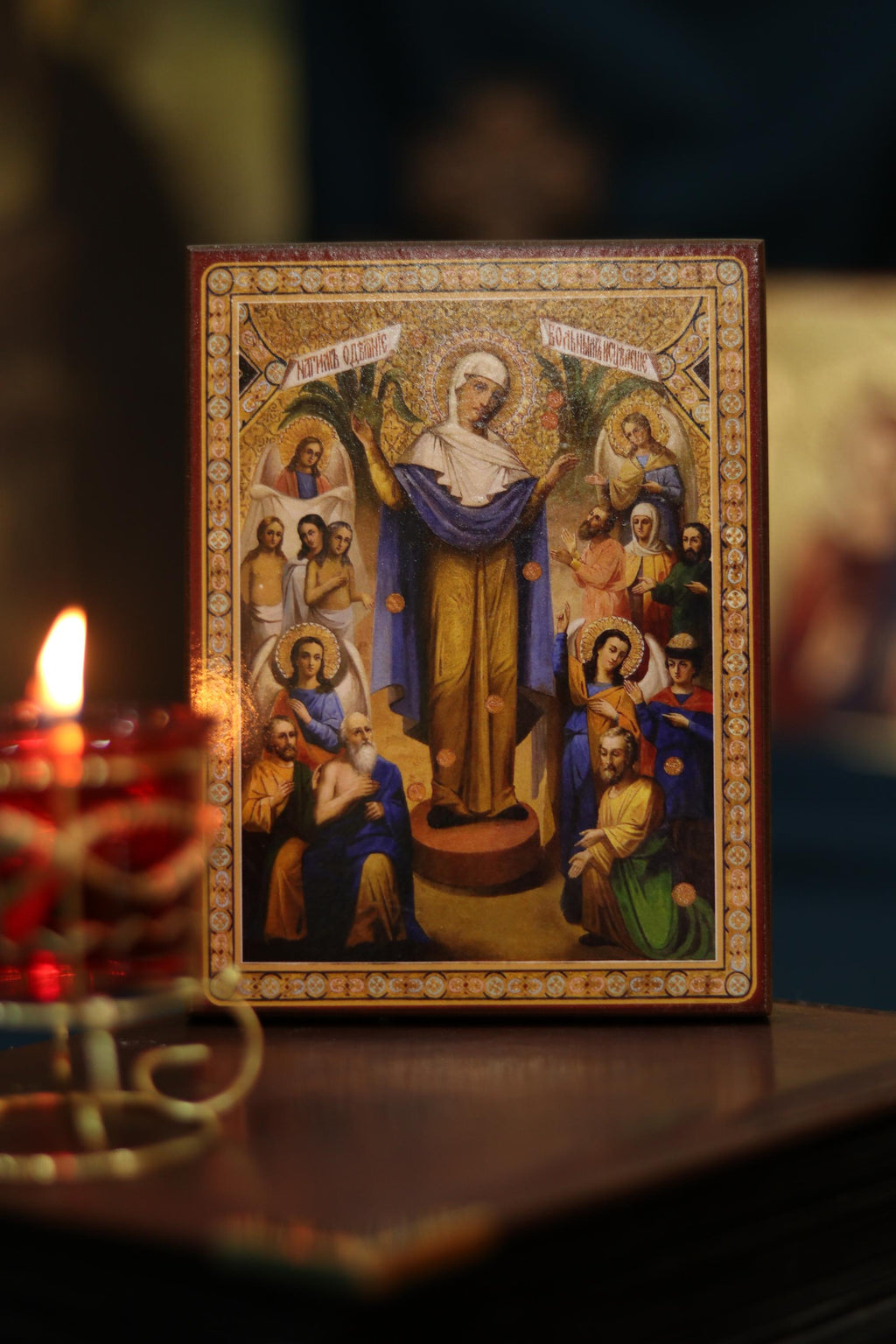 Joy of All Who Sorrow With Coins Wooden Icon Orthodox Icon