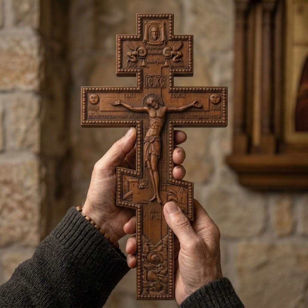 Wooden Orthodox Crucifix Wall Cross 7.9-19.7in Jesus Christ Wall Decor