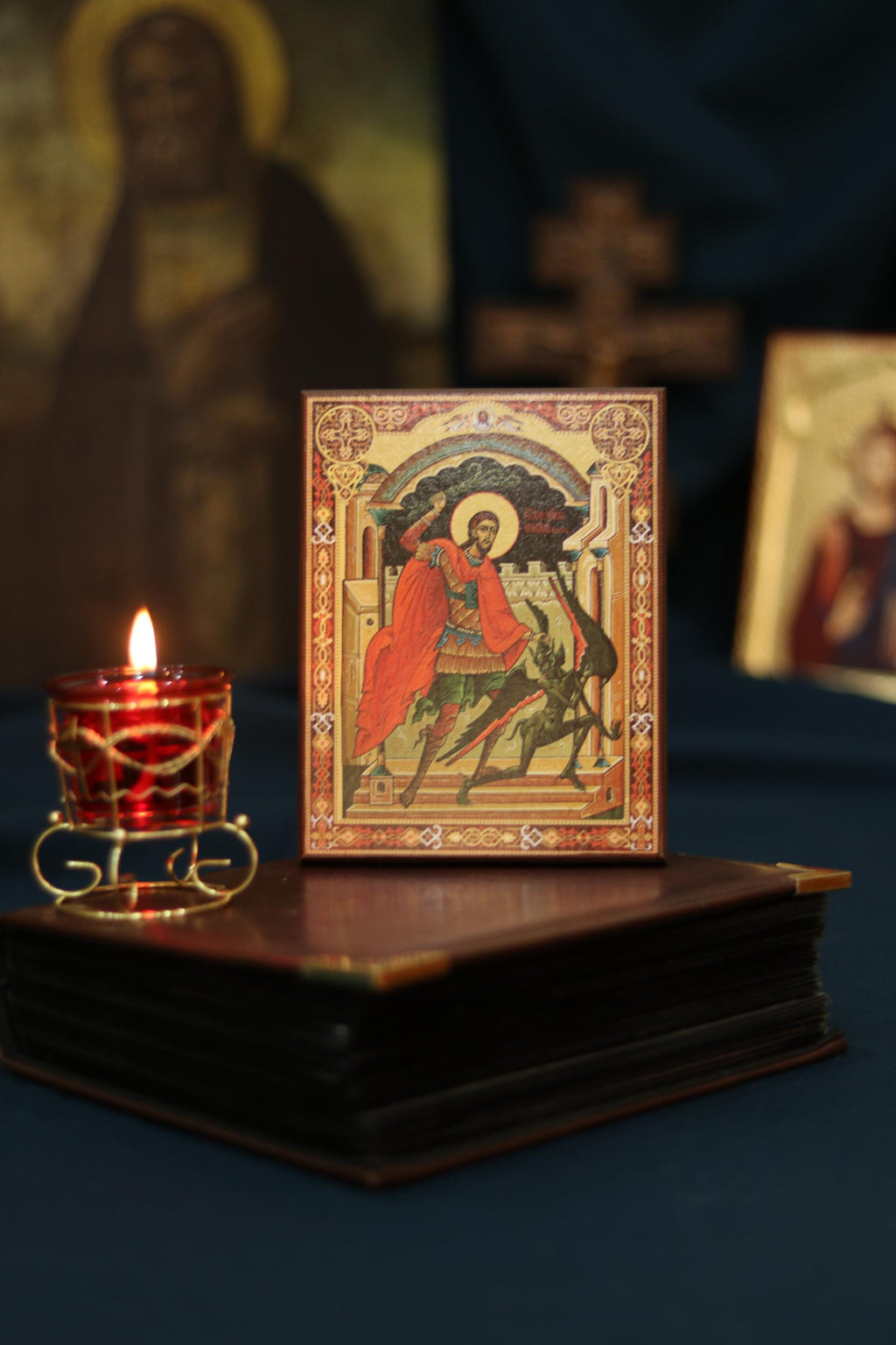 St George Icon Wooden Icon 200g, Orthodox Religious Decor