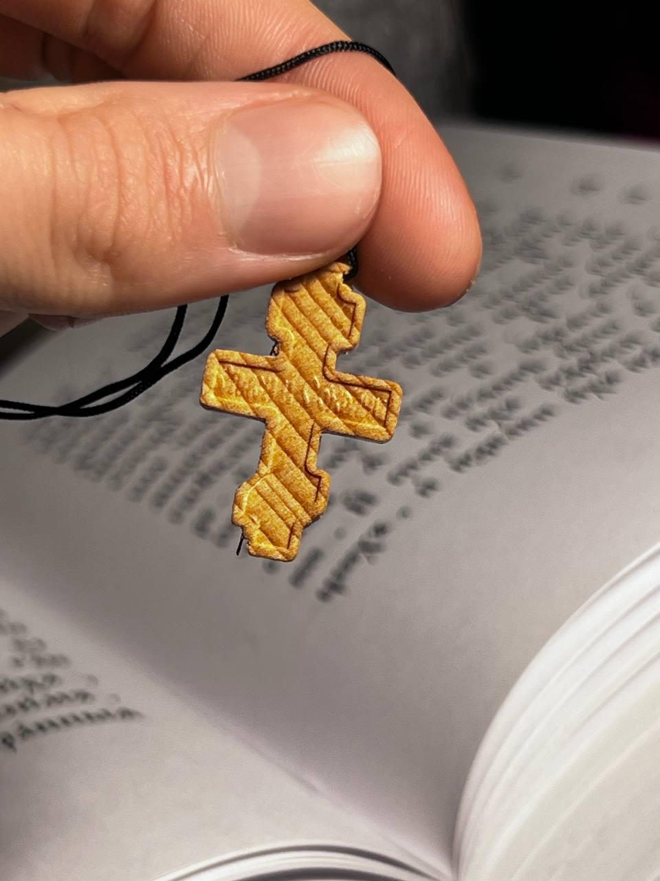 Orthodox Wooden Cross Pendant – Compressed Wood, Jesus Crucifix, Blessed in Church, Orthodox cross, Orthodox icon
