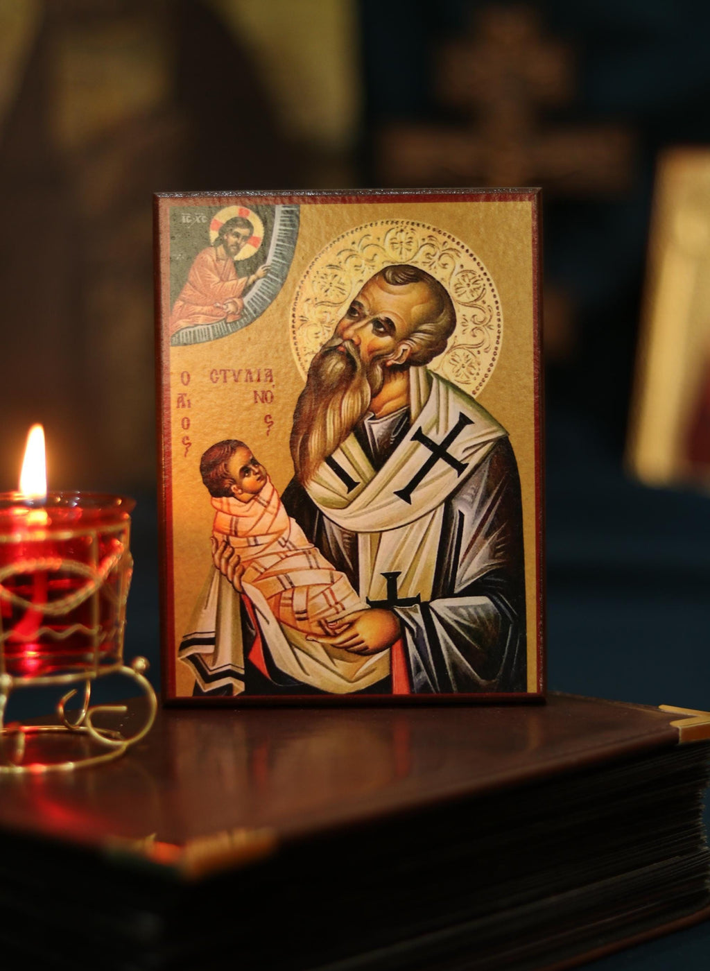 Wooden Orthodox Icon 6.3x4.7 in. Saint Stylianos of Paphlagonia
