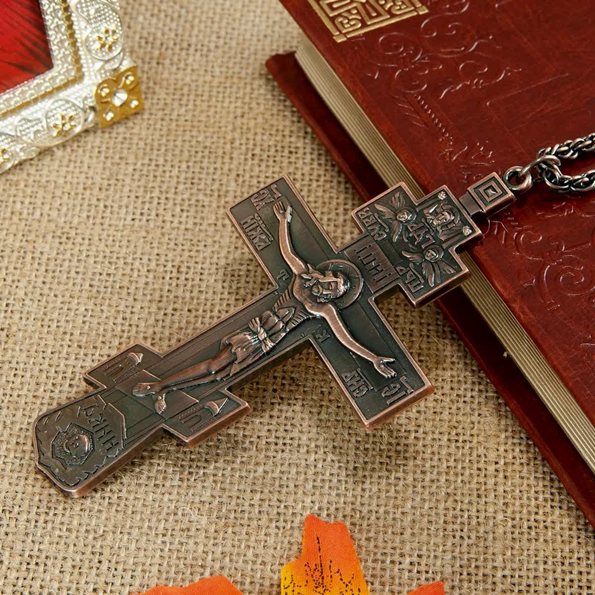 Orthodox Pectoral Cross for Priest | Gold, Silver, Silver-Gold, Light Bronze & Dark Bronze | Clergy Cross Necklace