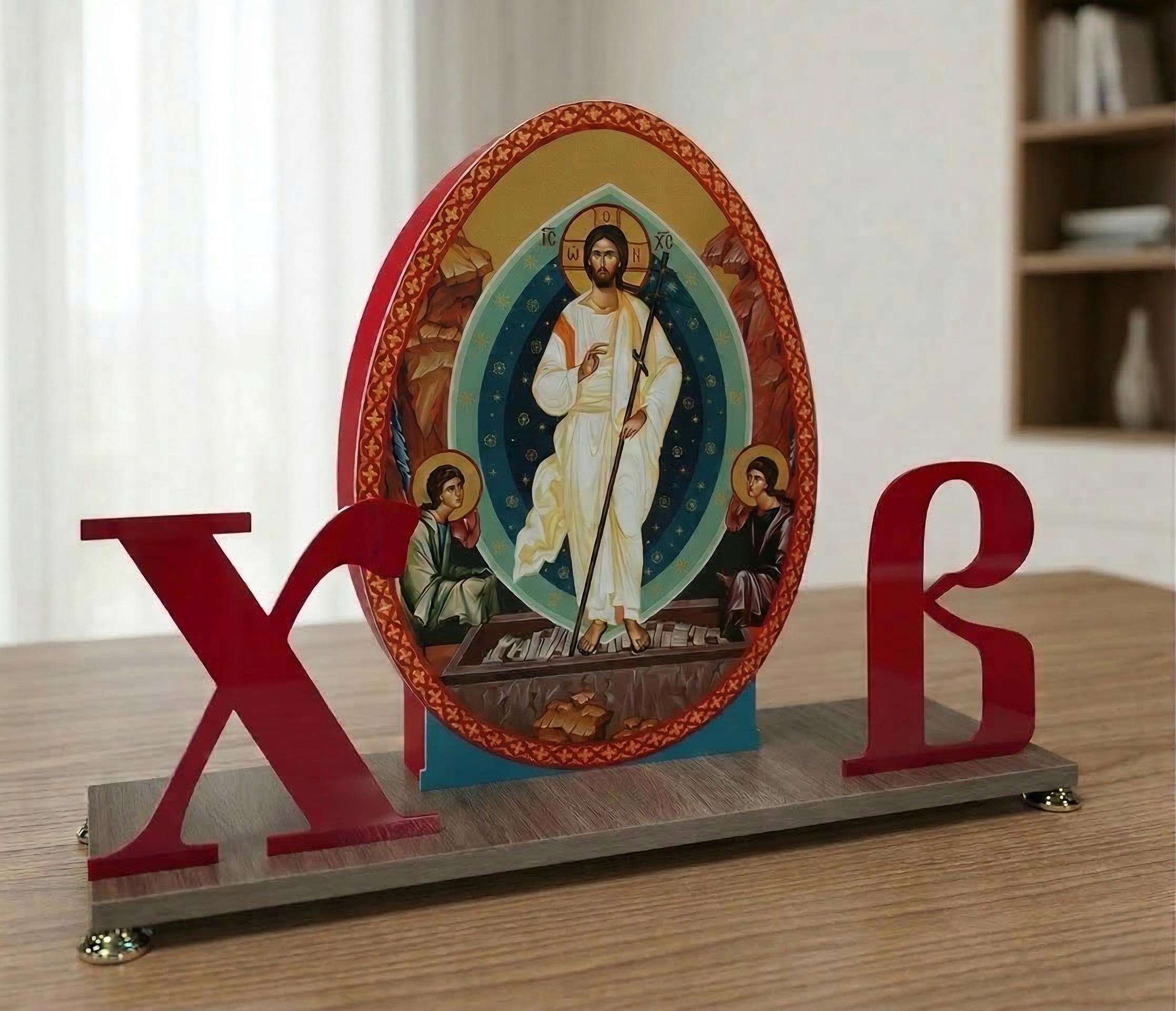 Lighted Resurrection Icon 20 Inch, Orthodox Icon Lamp, Jesus Christ Icon, Easter Decor, Пасха Decor, Christian Gift, Religious Decor
