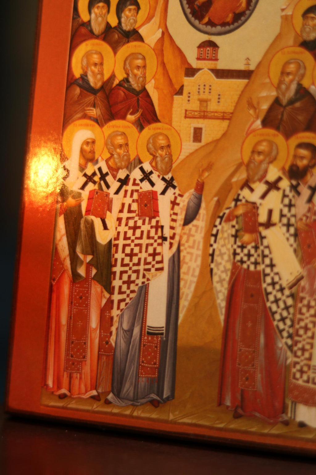 Orthodox Wooden Icon ches Icon, Synaxis of Zverynets Monks