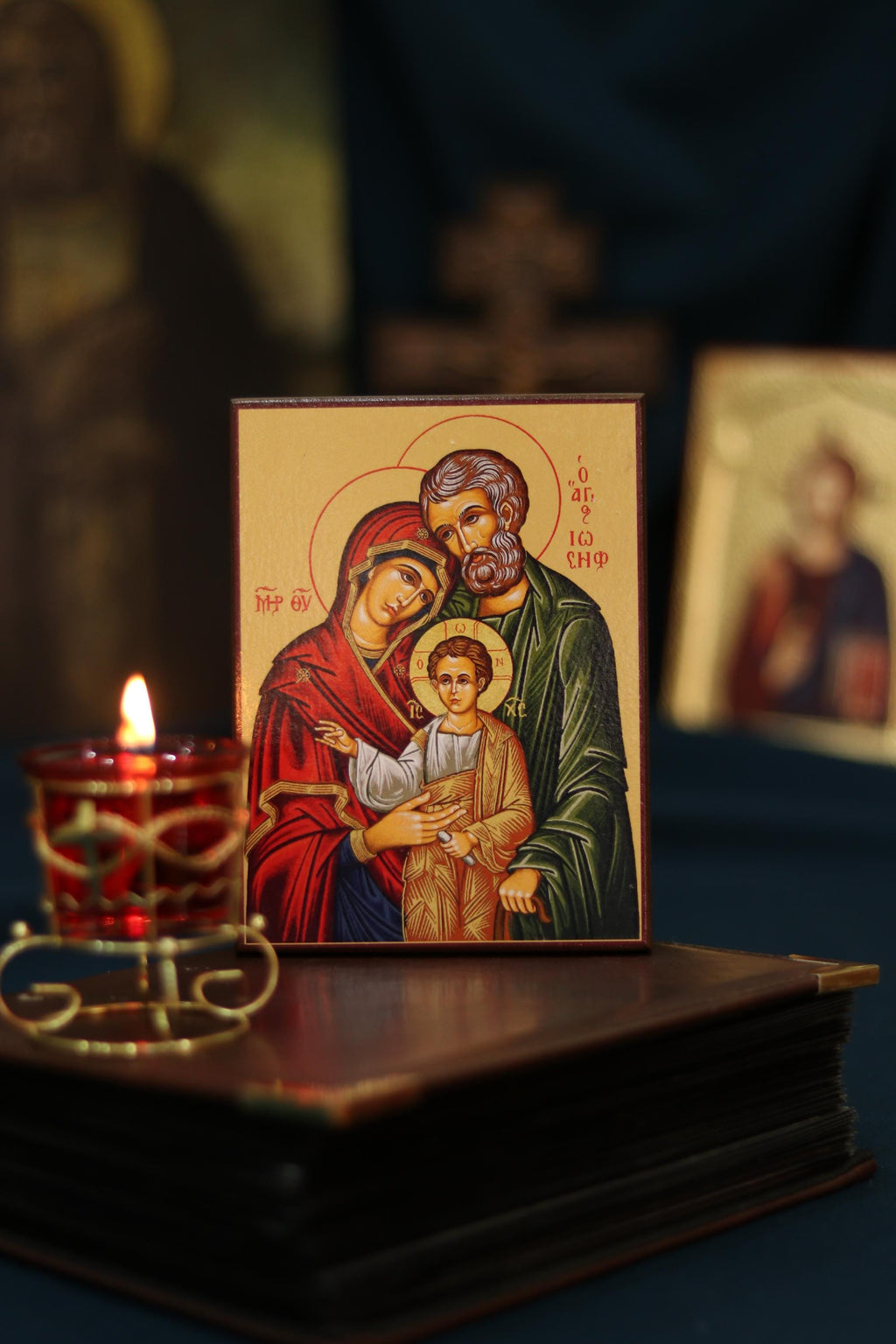Holy Family Icon Mother of God Wooden Orthodox Icon 6.3x4.7in