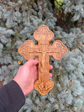 Orthodox Catholic Wooden Wall Cross – Hand Carved Oak Crucifix