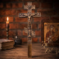 Orthodox Wooden Crucifix 11.8in Wall Cross Beech Wood Christian Wall Decor Gift