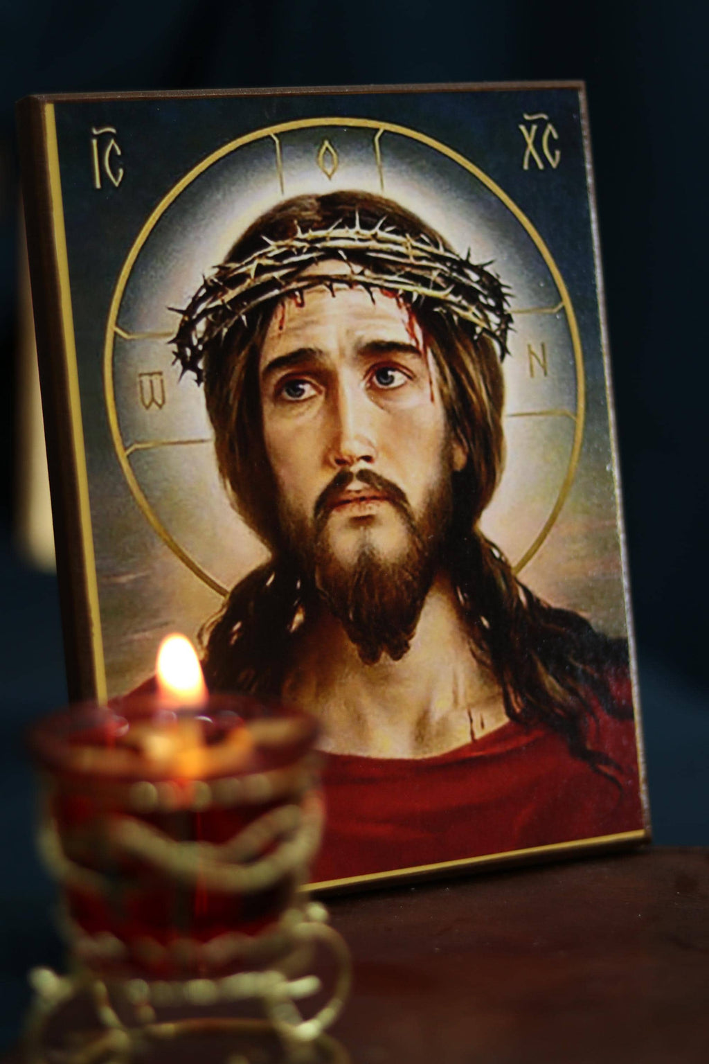 Christ Crown of Thorns Icon, Wooden Icon Orthodox Icon